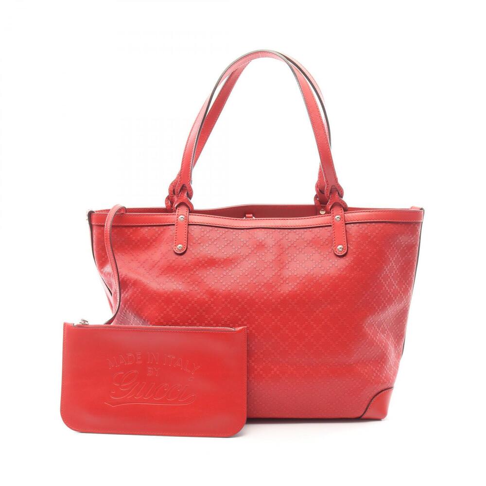 Gucci Diamante Tote Bag Leather Red